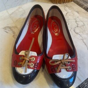 Tod's Red, Navy, and White Women's Loafers size 37.5